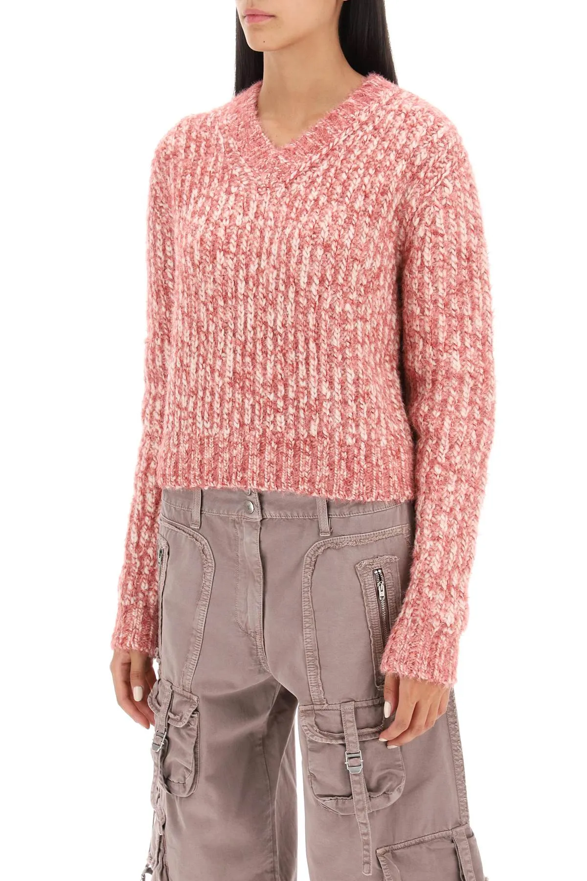 ACNE STUDIOS Pink & Purple V-Neck Sweater for Women | FW23 Collection