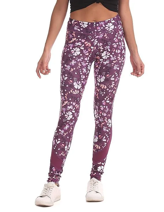 Aeropostale Floral Printed Panelled Leggings