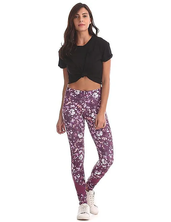 Aeropostale Floral Printed Panelled Leggings