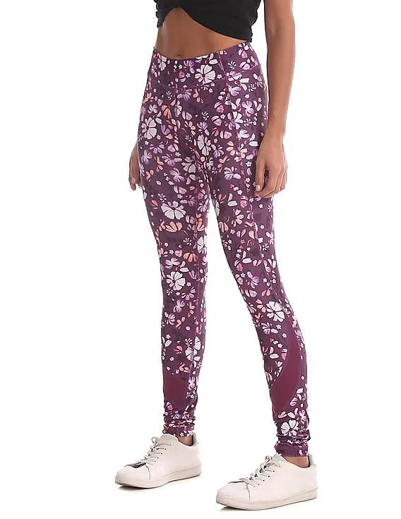 Aeropostale Floral Printed Panelled Leggings