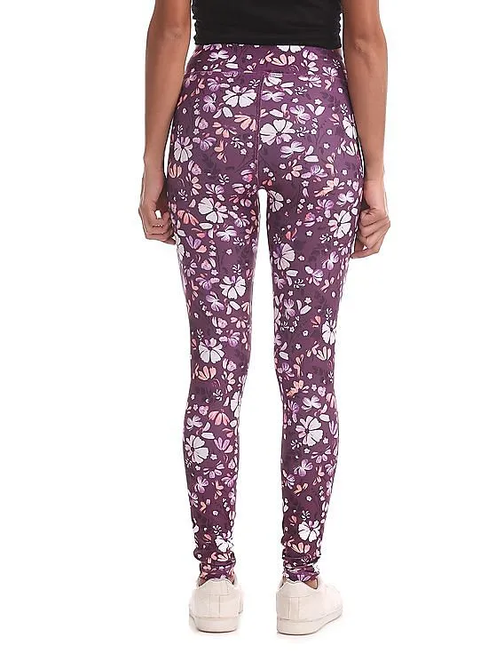 Aeropostale Floral Printed Panelled Leggings