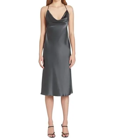 Amanda Uprichard Tayce Silk Dress In Zinc