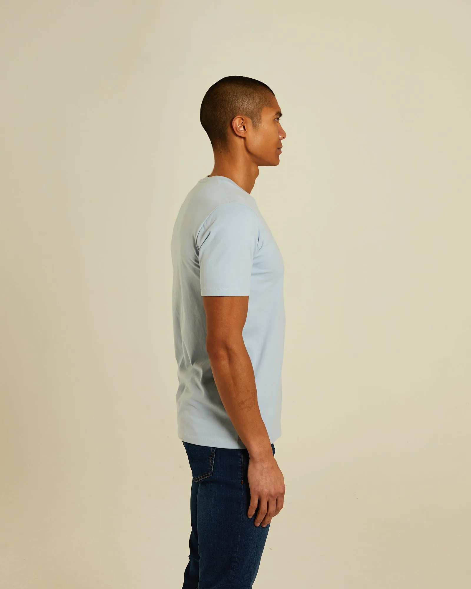 Basic Caden O Neck Tee Buoy Blue