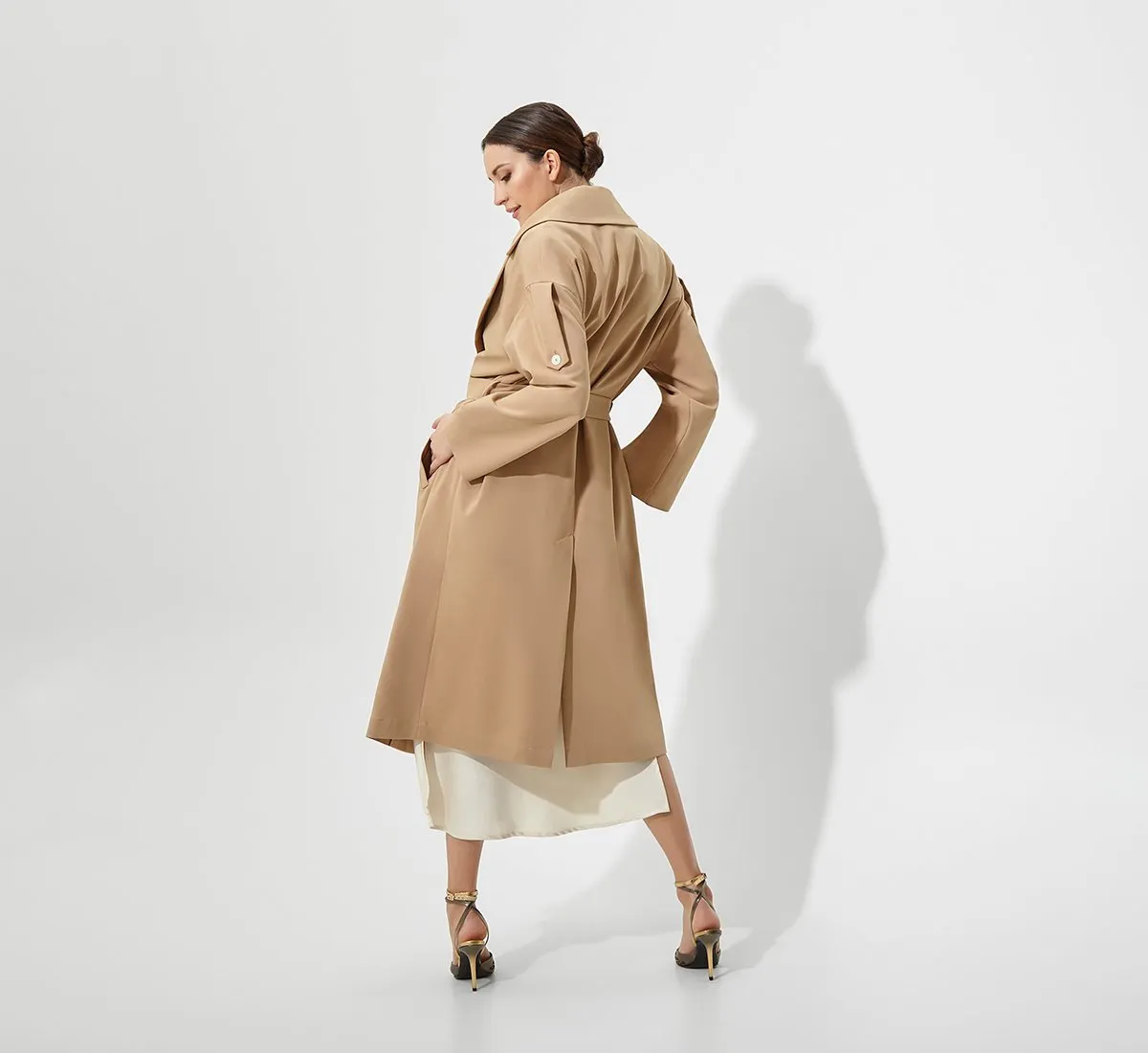 Beige cotton trench coat