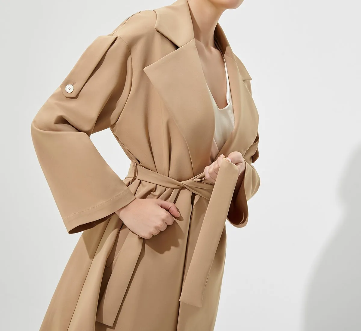 Beige cotton trench coat