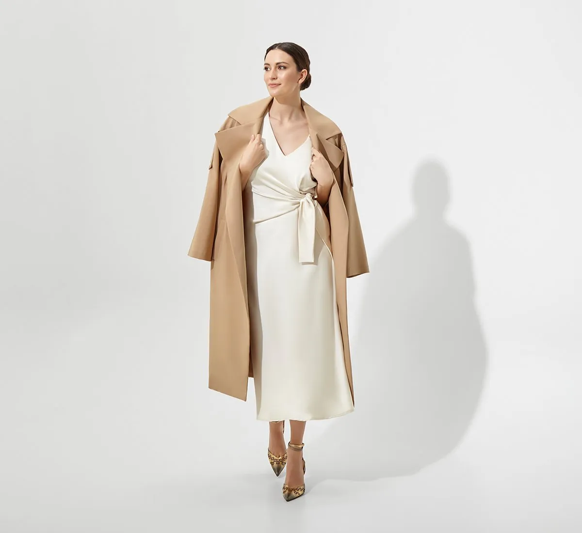 Beige cotton trench coat