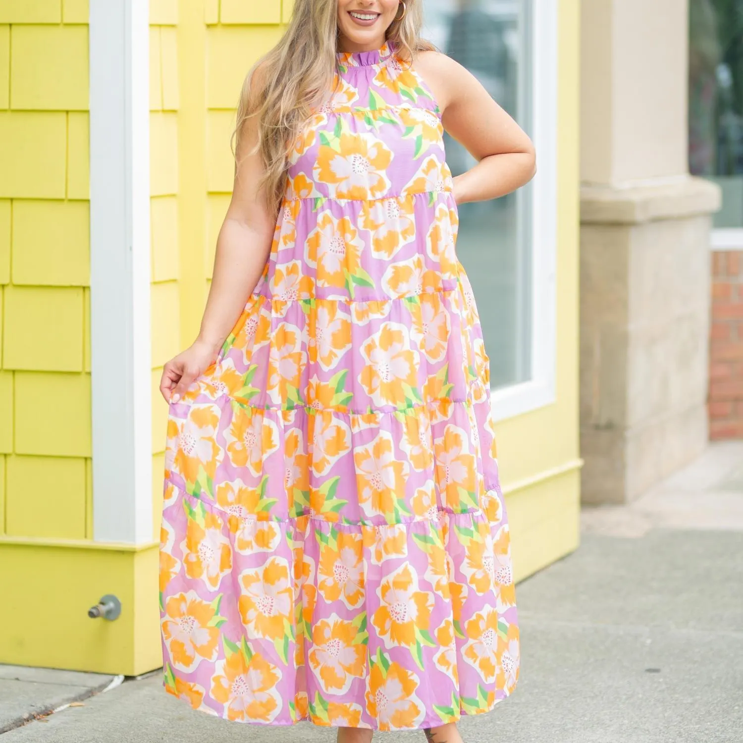 Bethany Sea Flower Lilac Dress