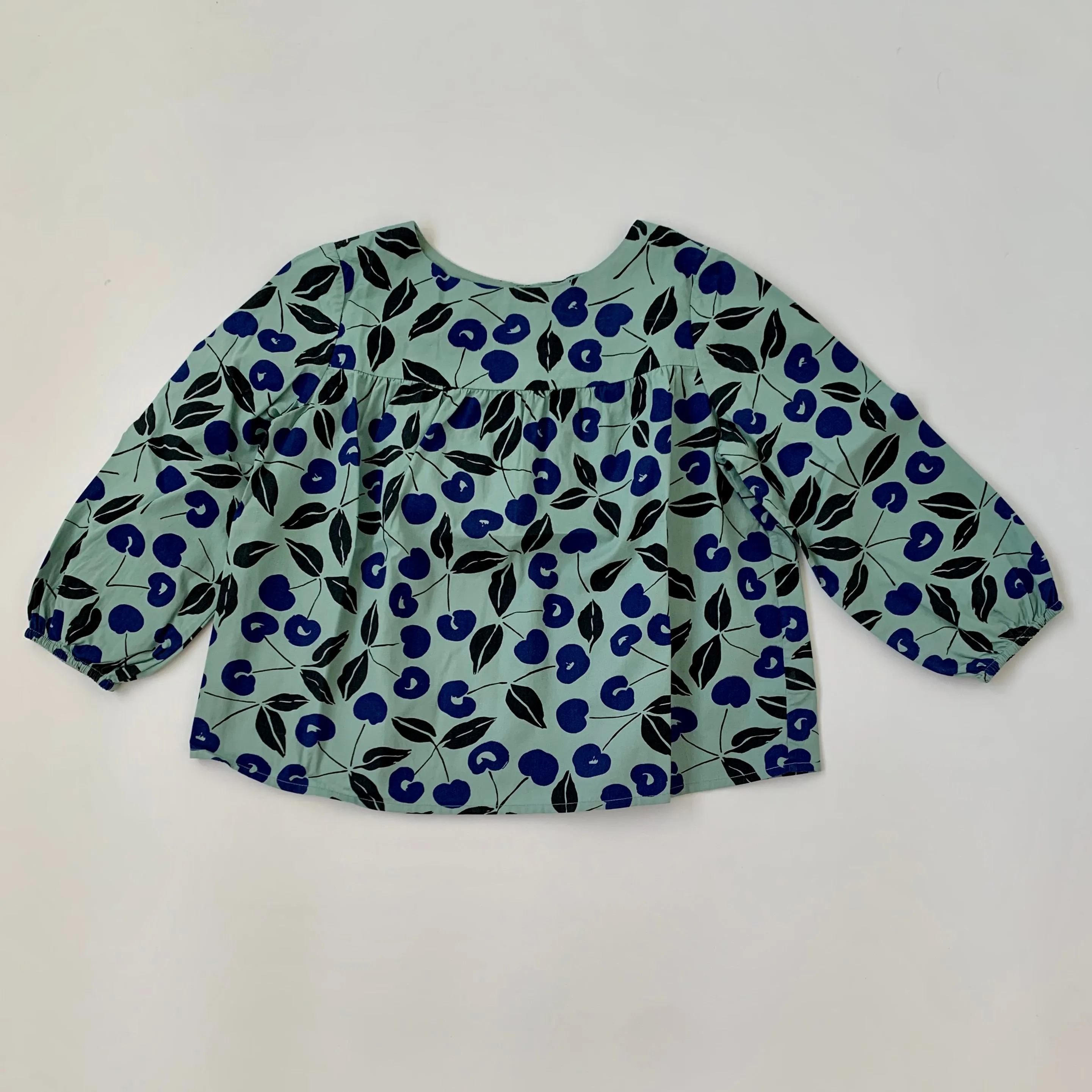 Bonpoint Teal Cherry Print Blouse: 4 Years