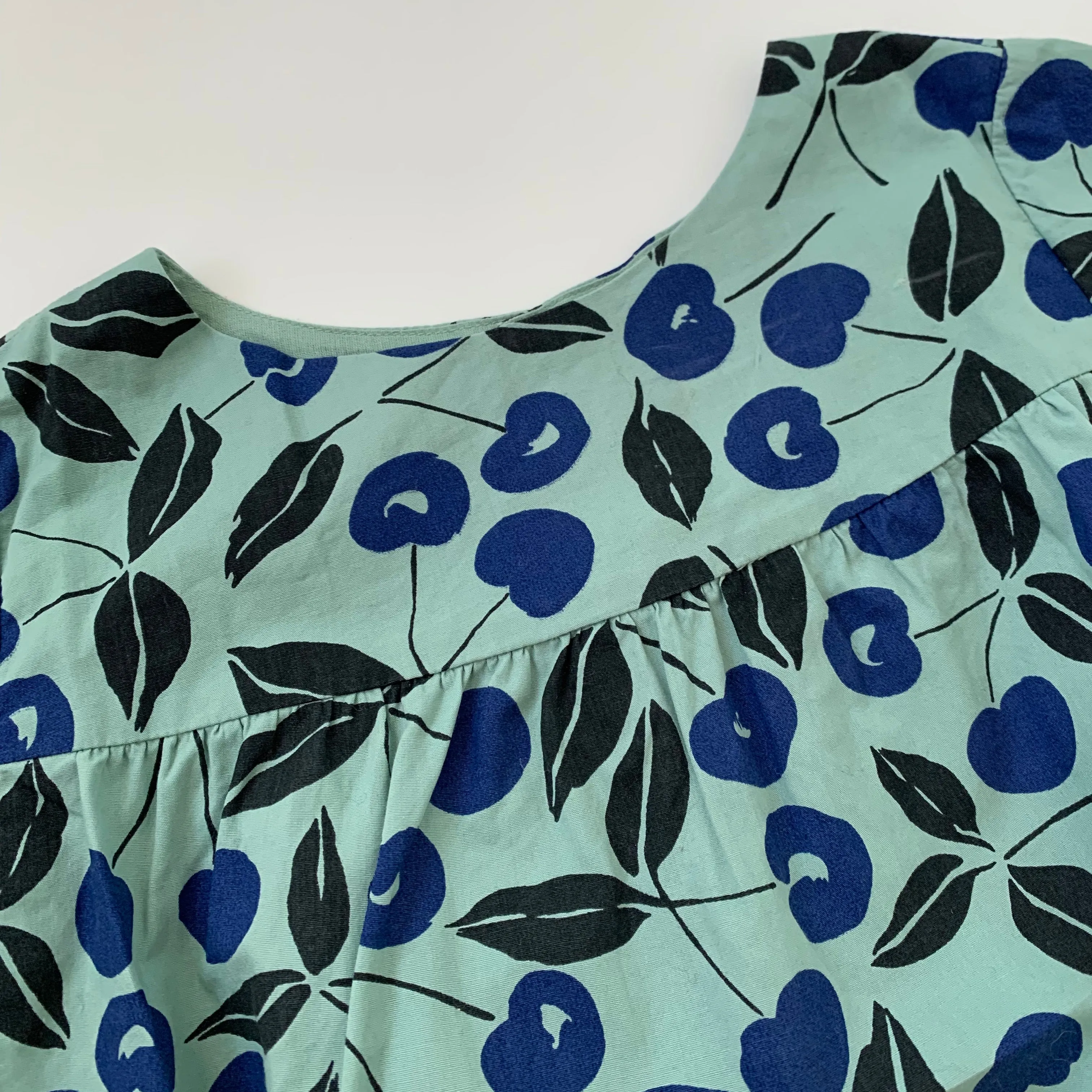 Bonpoint Teal Cherry Print Blouse: 4 Years