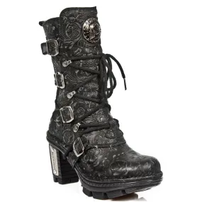 Boots | New Rock Ladies Floral Gothic Leather Boots- NEOTR005-S25 | New Rock