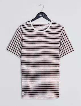 Burgundy & White Seagrove Striped Tee