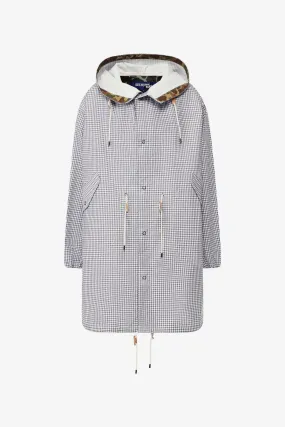 Check Print Hooded Coat