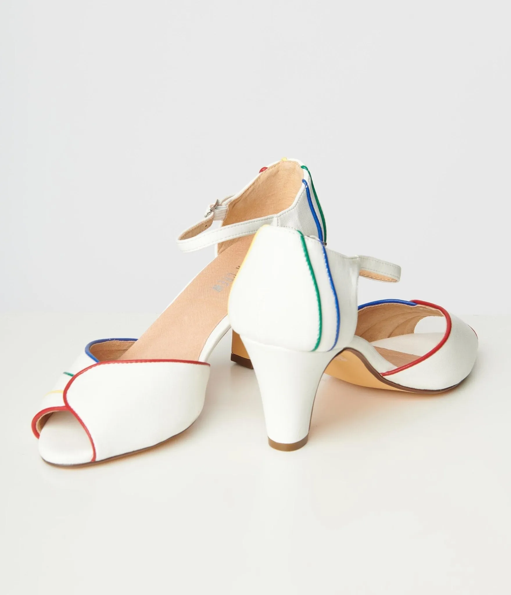 Chelsea Crew White & Rainbow Piping Larisa Heels