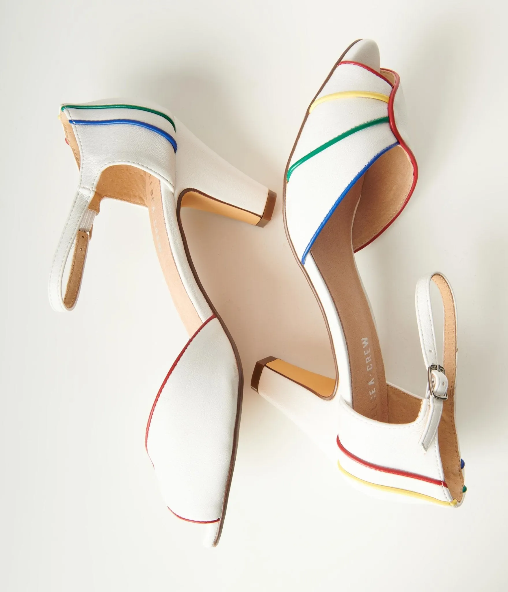 Chelsea Crew White & Rainbow Piping Larisa Heels