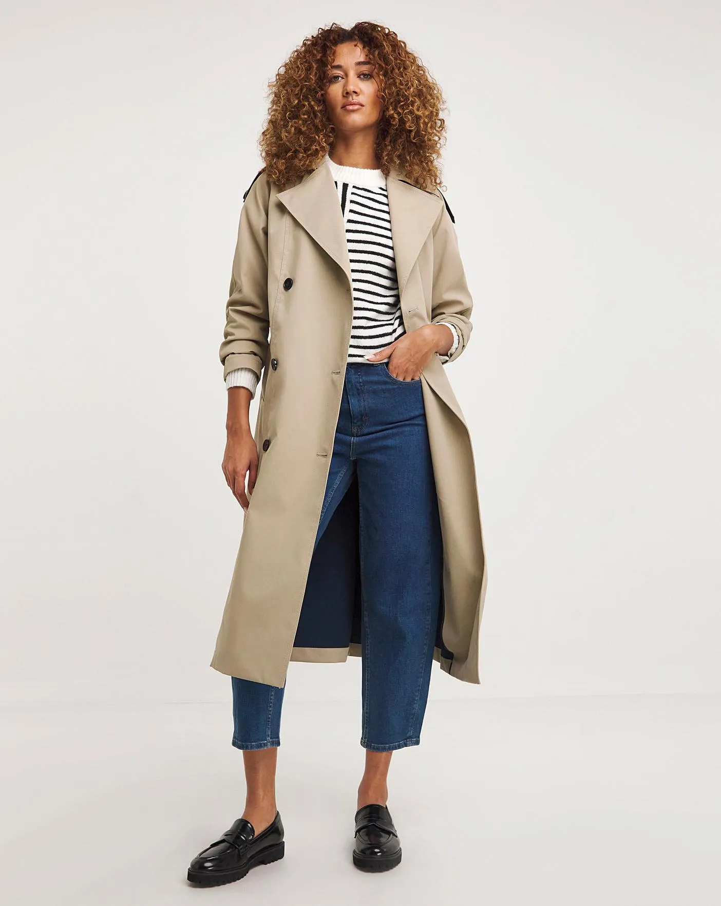 Contrast Camel Trench Coat