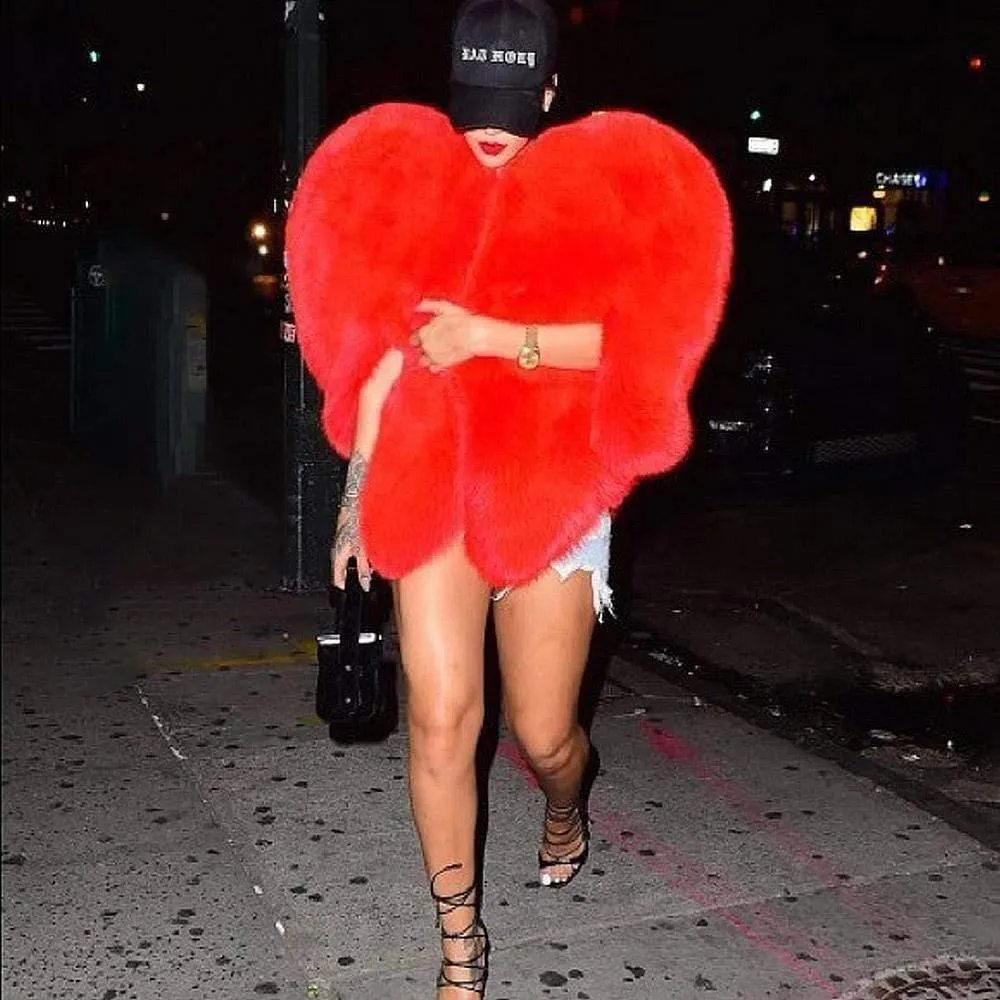 Corazon Red Heart Fur Coat