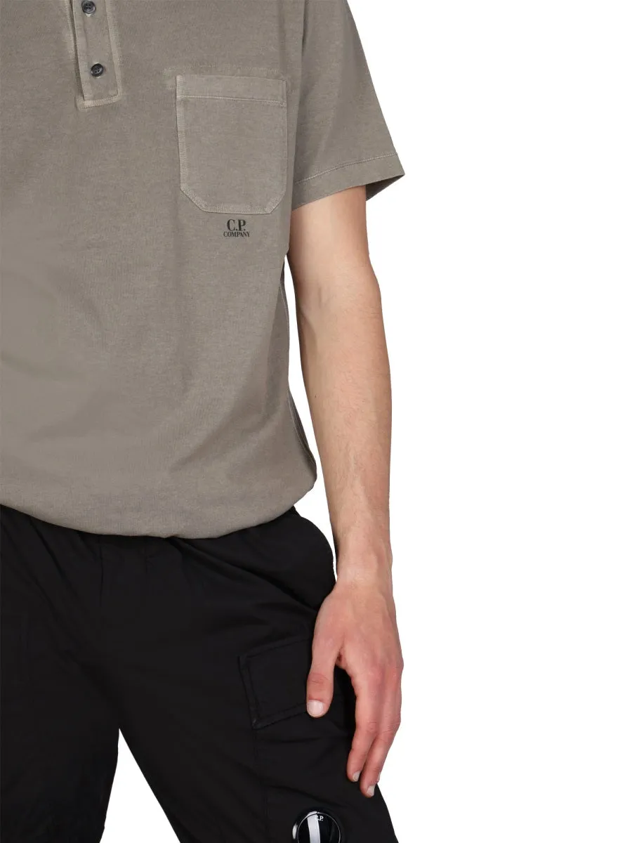 C.P. Company Logo Print Short-Sleeved Polo Shirt