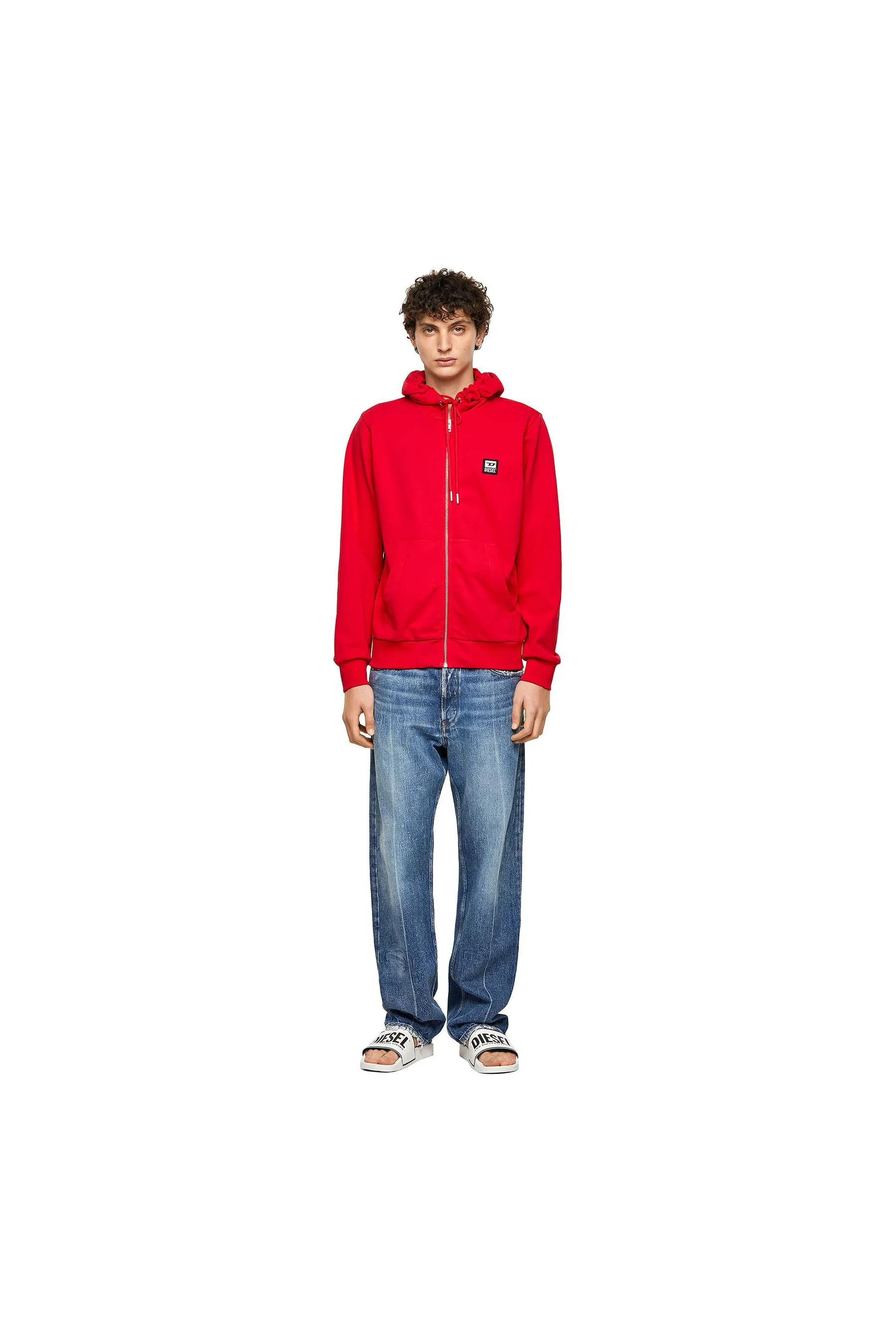 Diesel S-Girk-Hood-Zip-K1 Felpa Red Men Hoodies|akgalleria.com