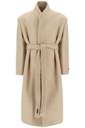 Fear Of God Wool Coat With High Collar And Boiled Wool   Beige