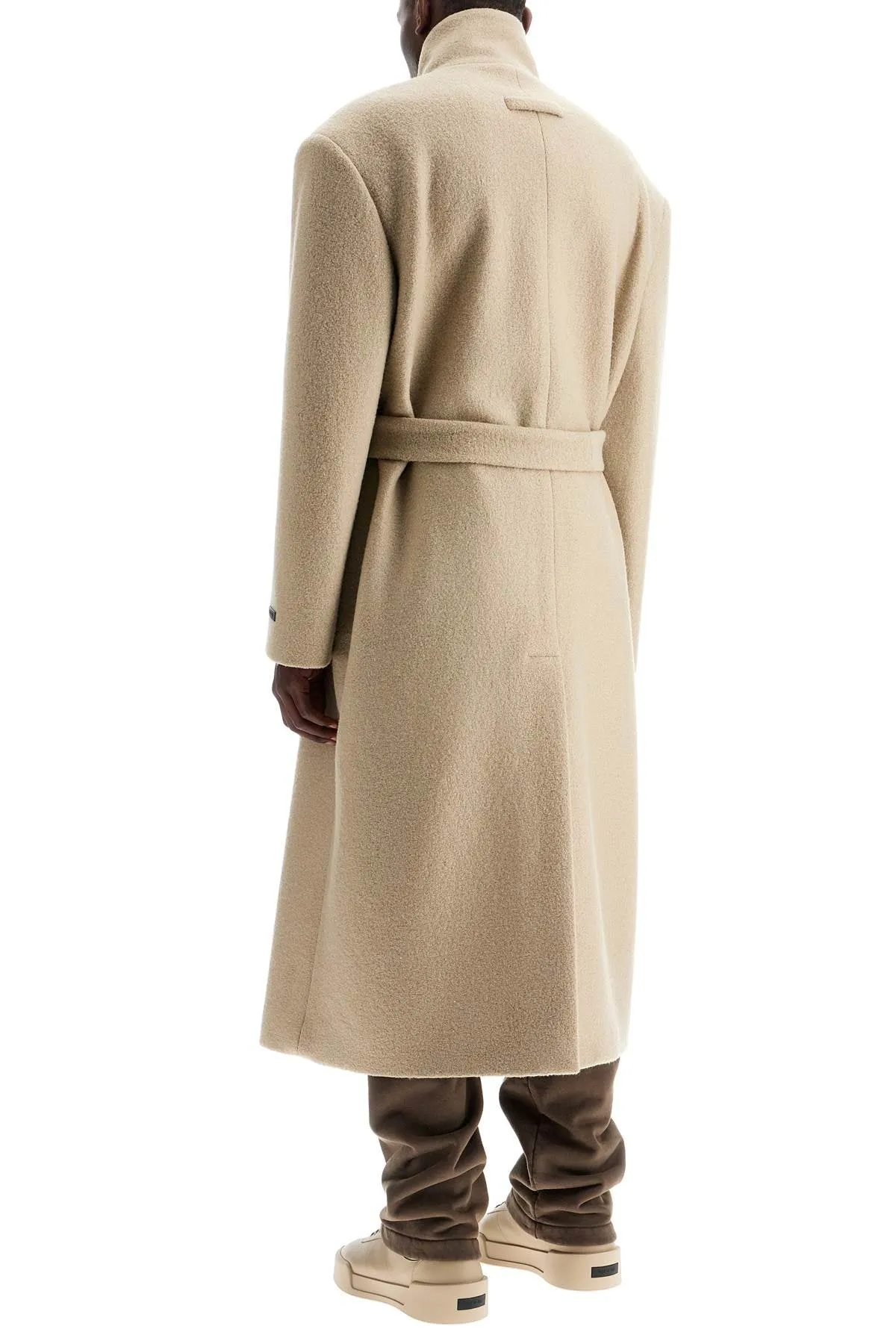 Fear Of God Wool Coat With High Collar And Boiled Wool   Beige