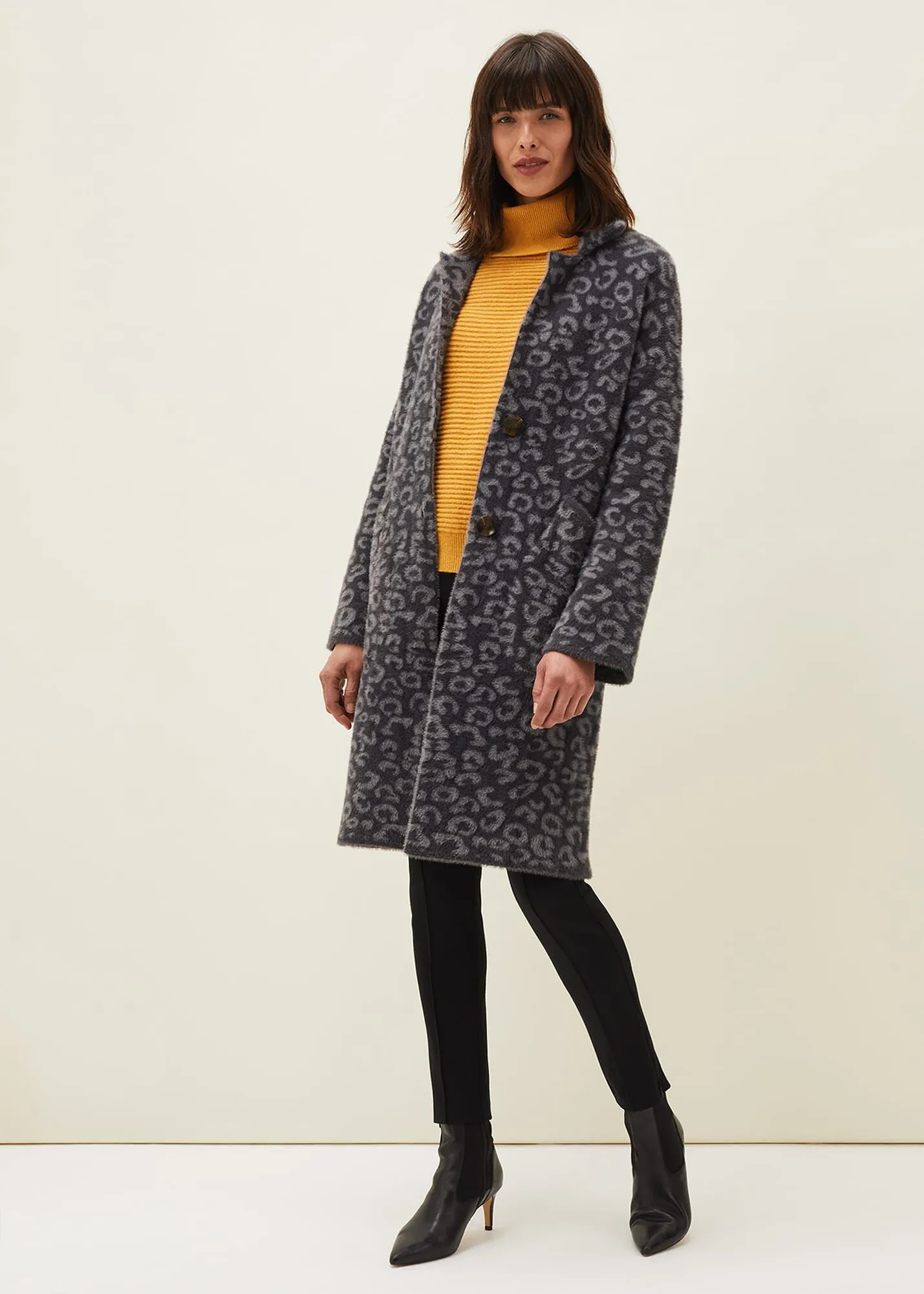 Floressa Fluffy Animal Print Coat