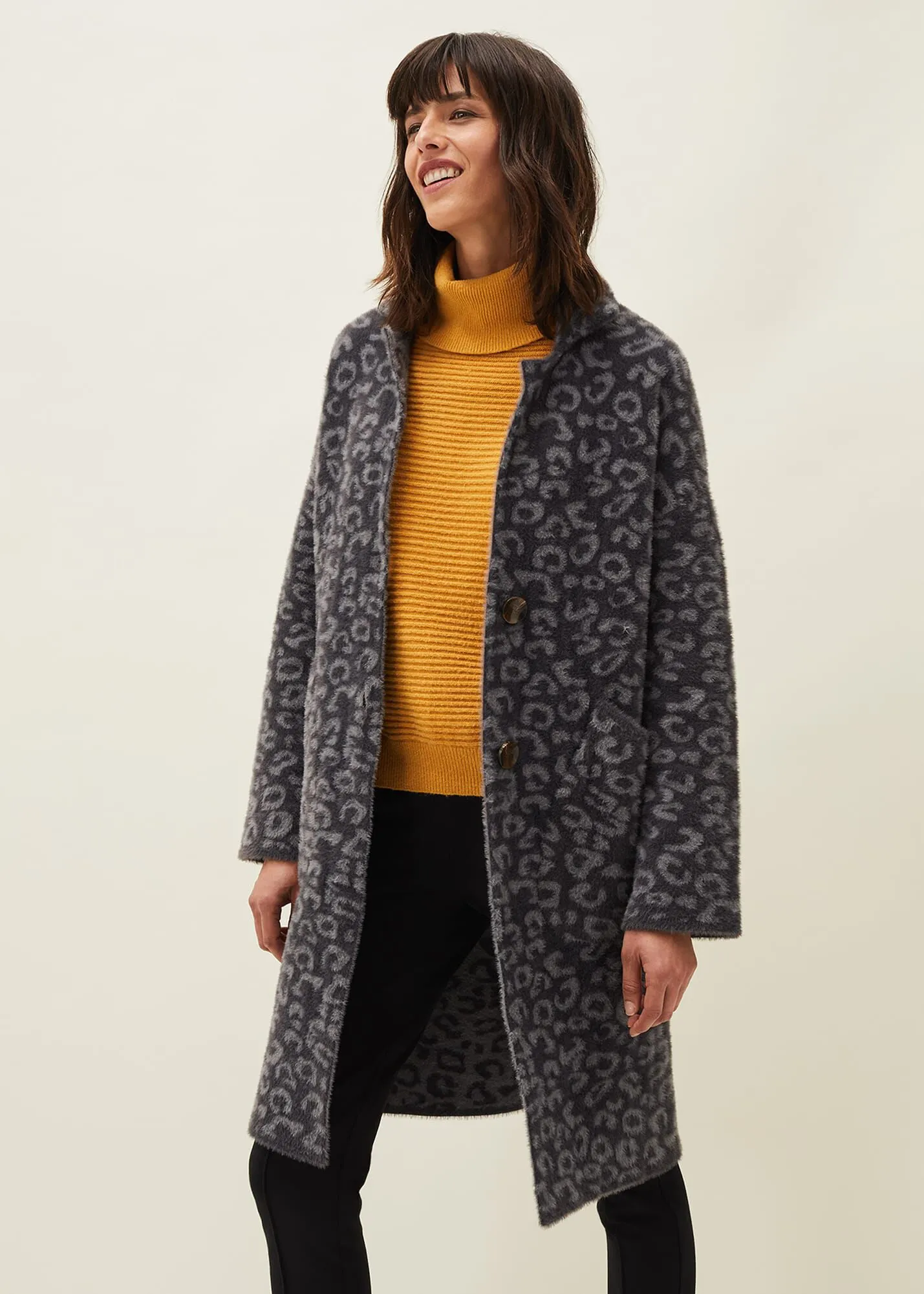 Floressa Fluffy Animal Print Coat