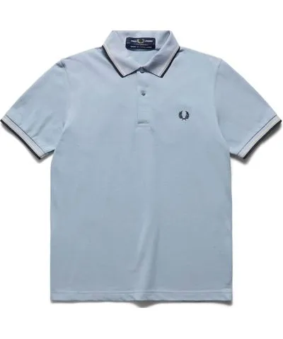 Fred Perry Men's Twin Tipped Polo In Fog Blue Navy