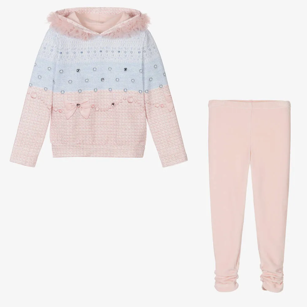 Girls Blue & Pink Leggings Set