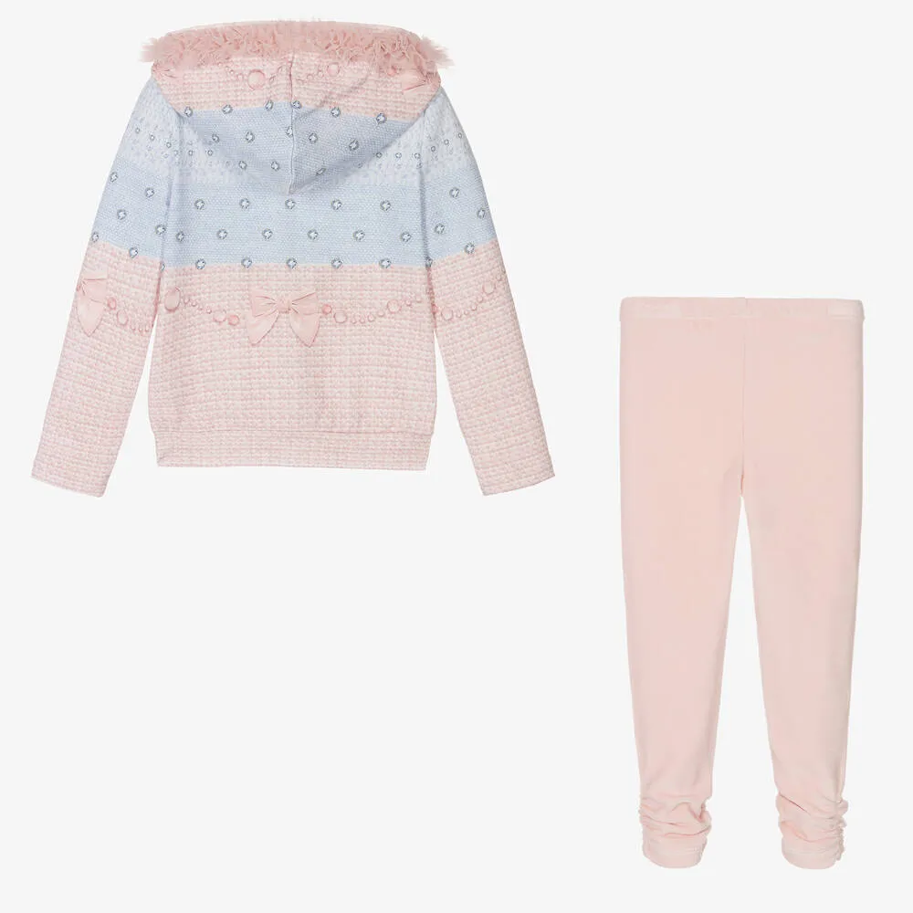 Girls Blue & Pink Leggings Set