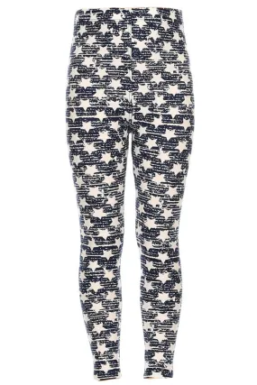 Girls White Little Stars Faded Pattern Print Leggings