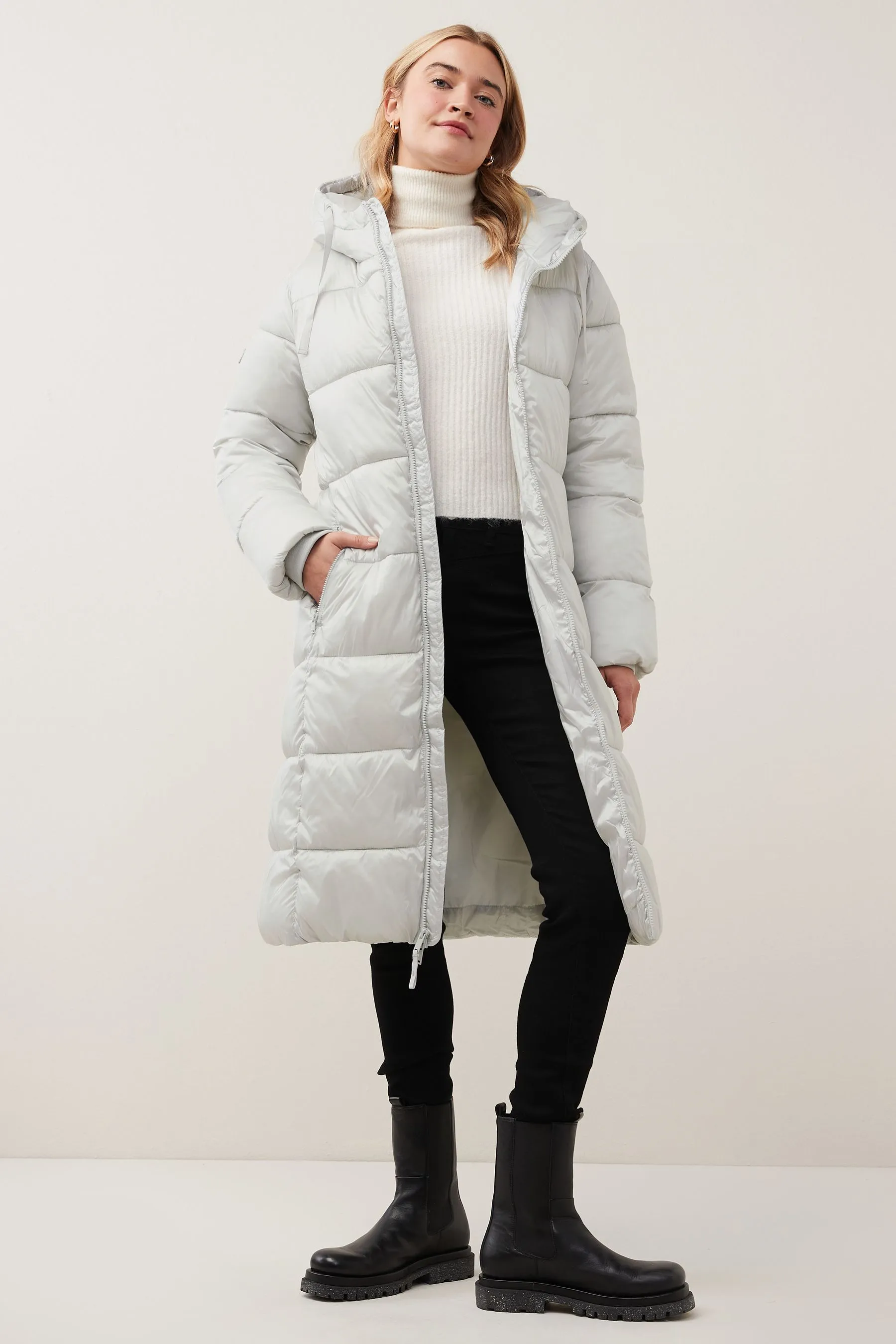 Grey Long Puffer Coat