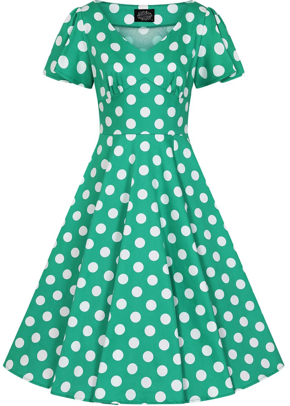 Hearts & Roses Nina Polkadot 50's Swing Dress Green