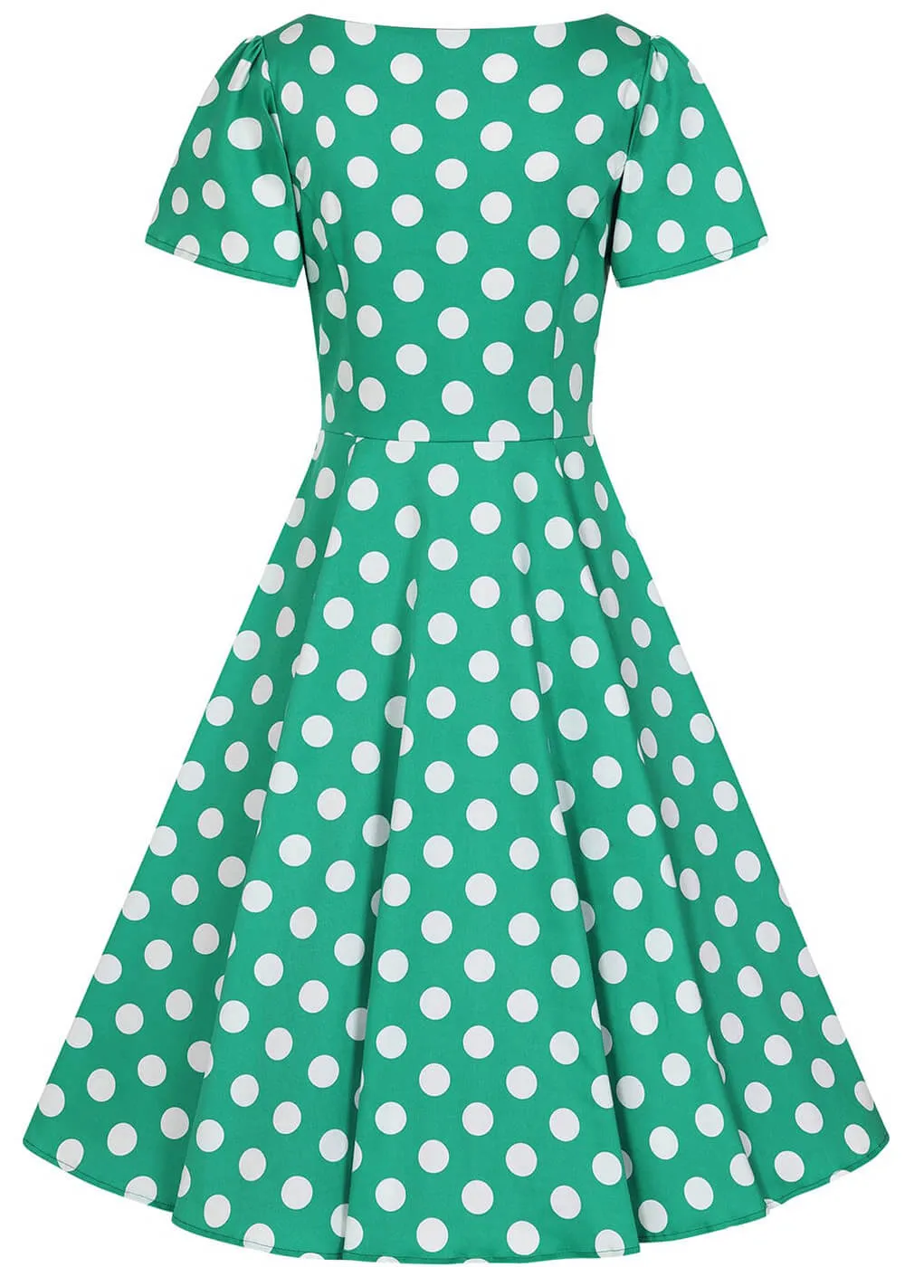 Hearts & Roses Nina Polkadot 50's Swing Dress Green