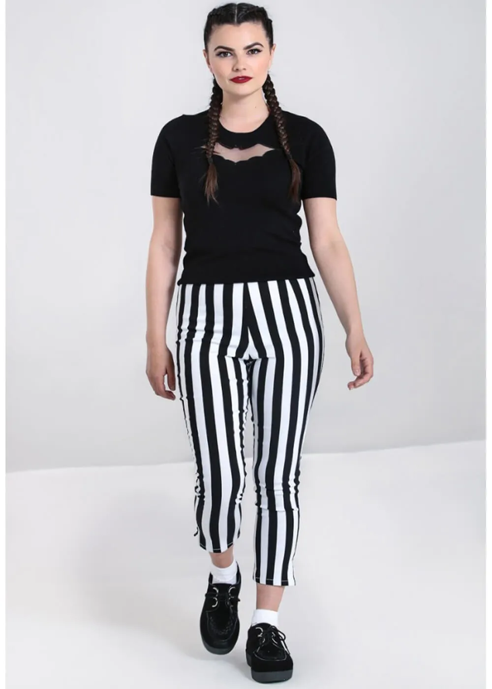 Hell Bunny Otho Beetle 60's Trousers Black White