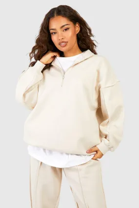 Hoodies & Sweatshirts | Exposed Seam Oversized Half Zip Sweatshirt | boohoo