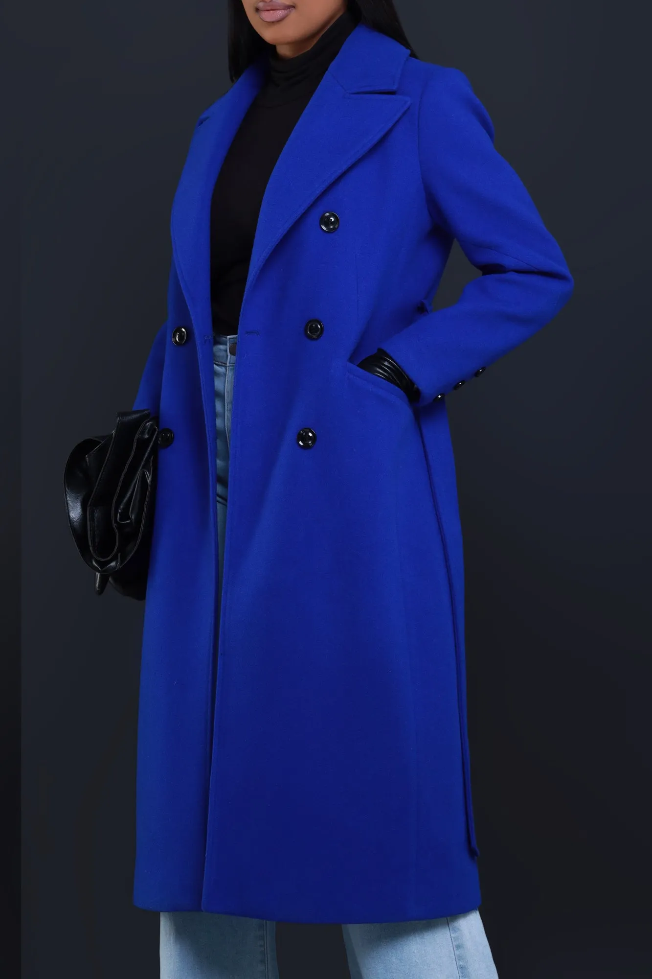 In My Prime Double Breasted Wool Coat - Blue