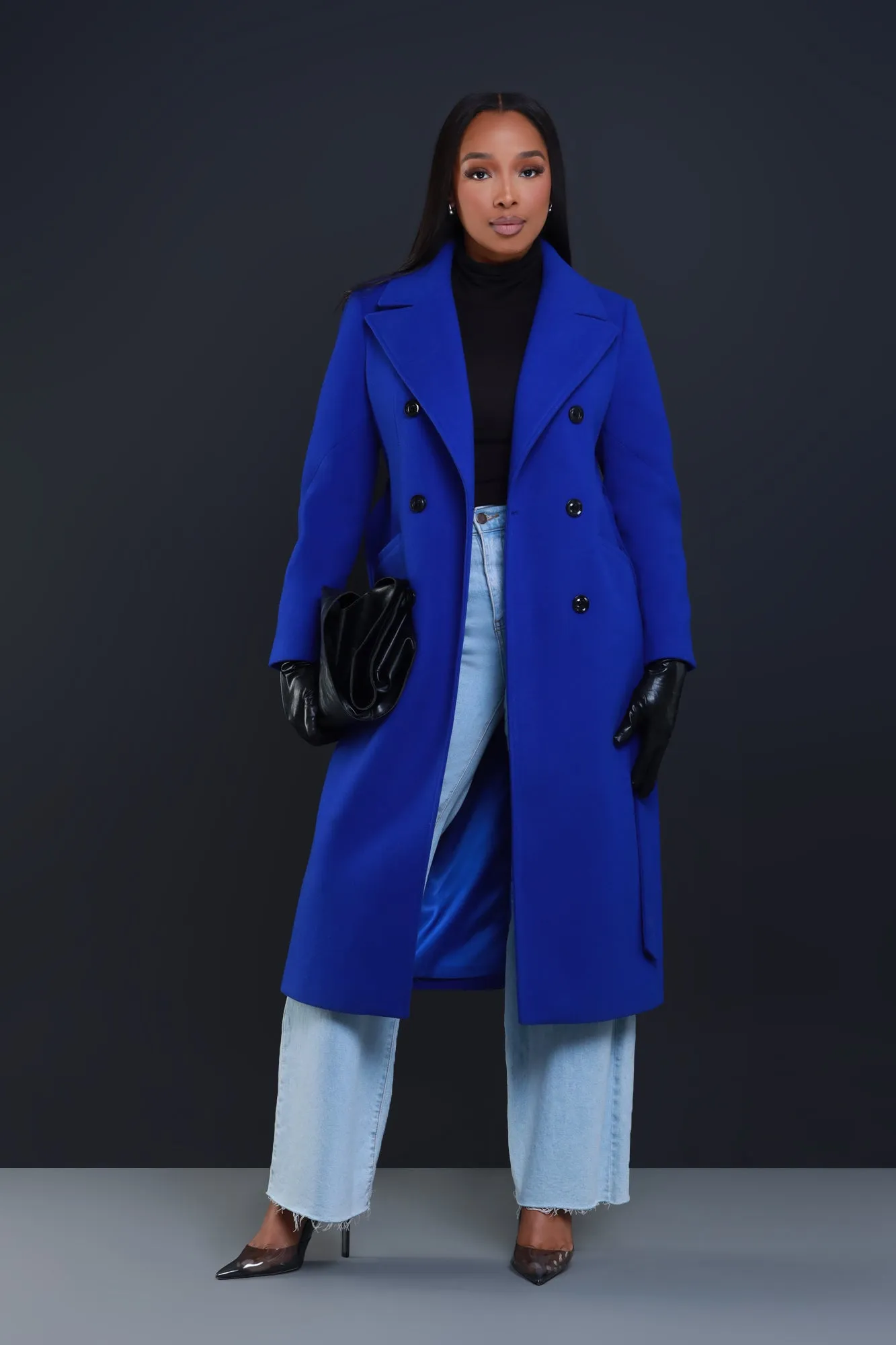 In My Prime Double Breasted Wool Coat - Blue