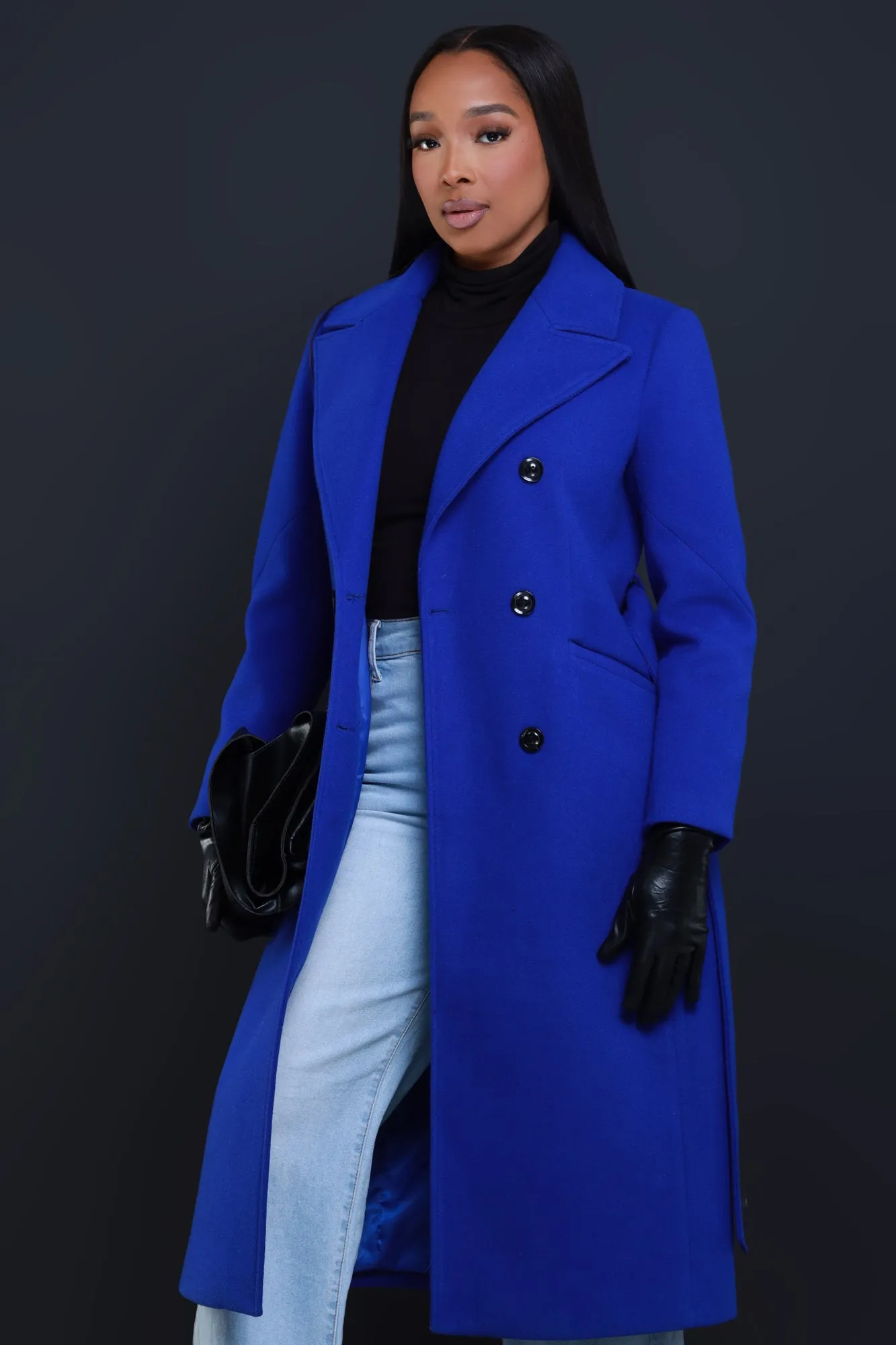 In My Prime Double Breasted Wool Coat - Blue