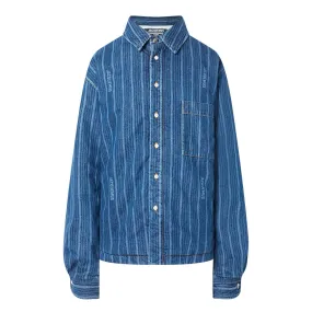 JACQUEMUS Chemise Boulanger Striped Denim Overshirt - Navy