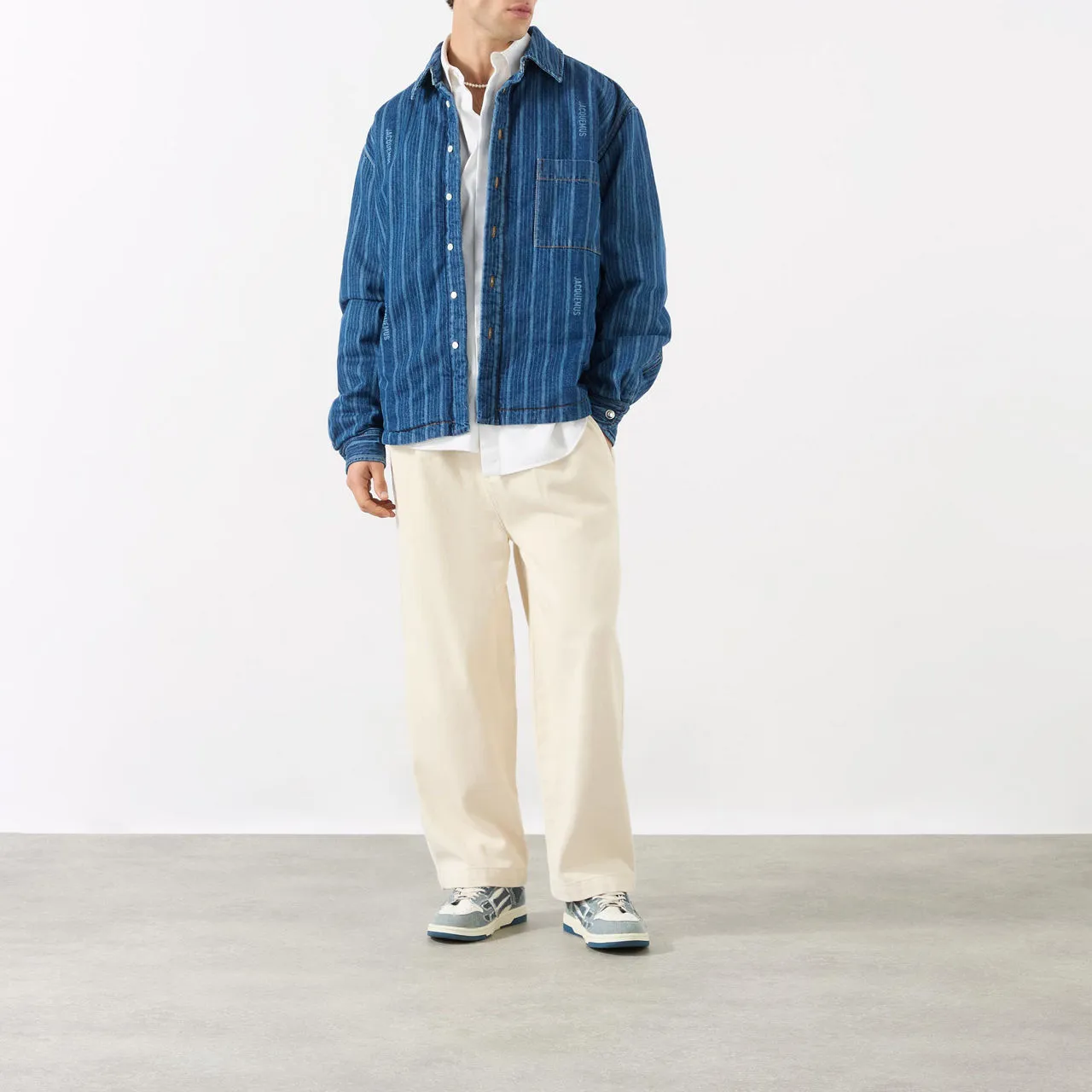 JACQUEMUS Chemise Boulanger Striped Denim Overshirt - Navy