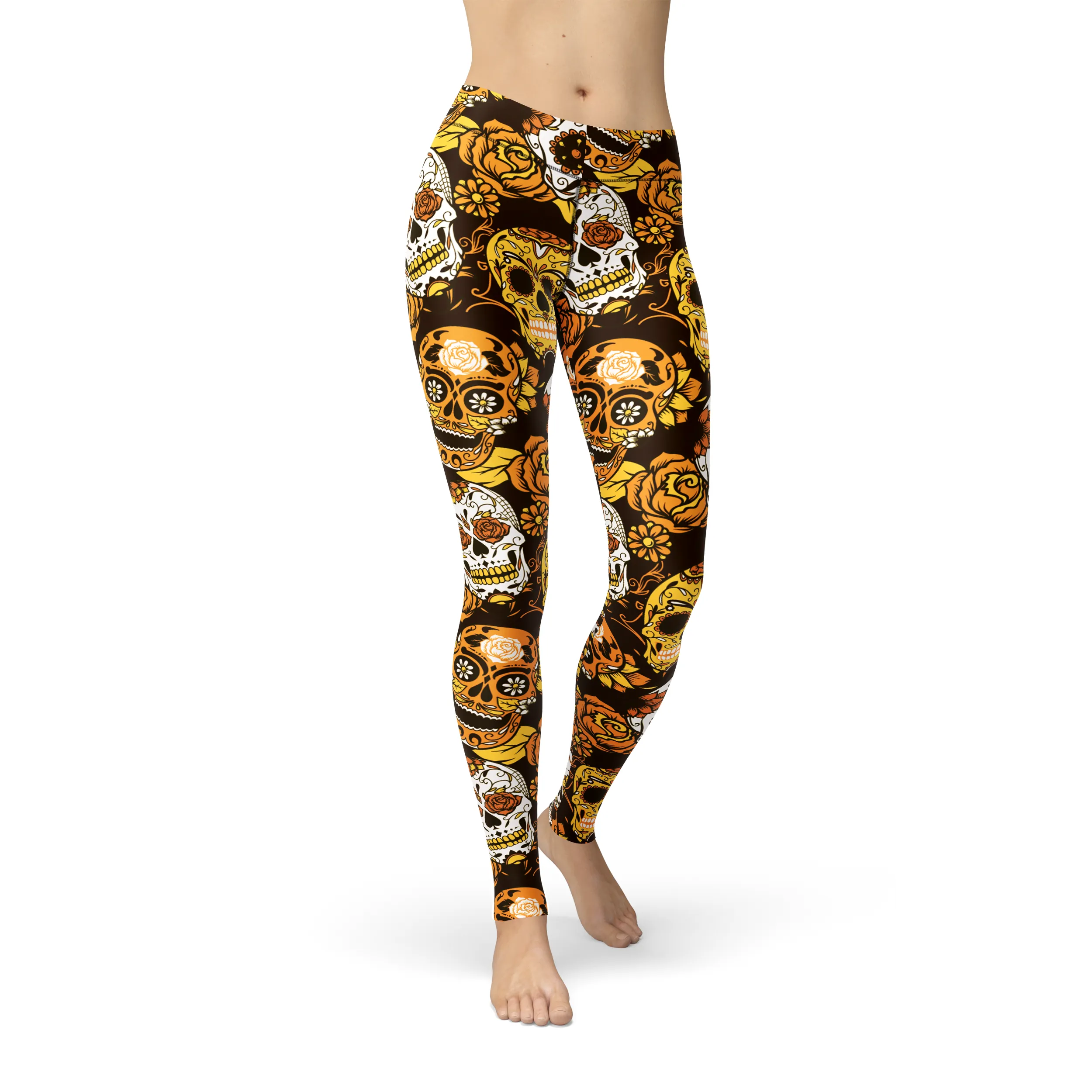 Jean Orange Sugar Skulls Leggings