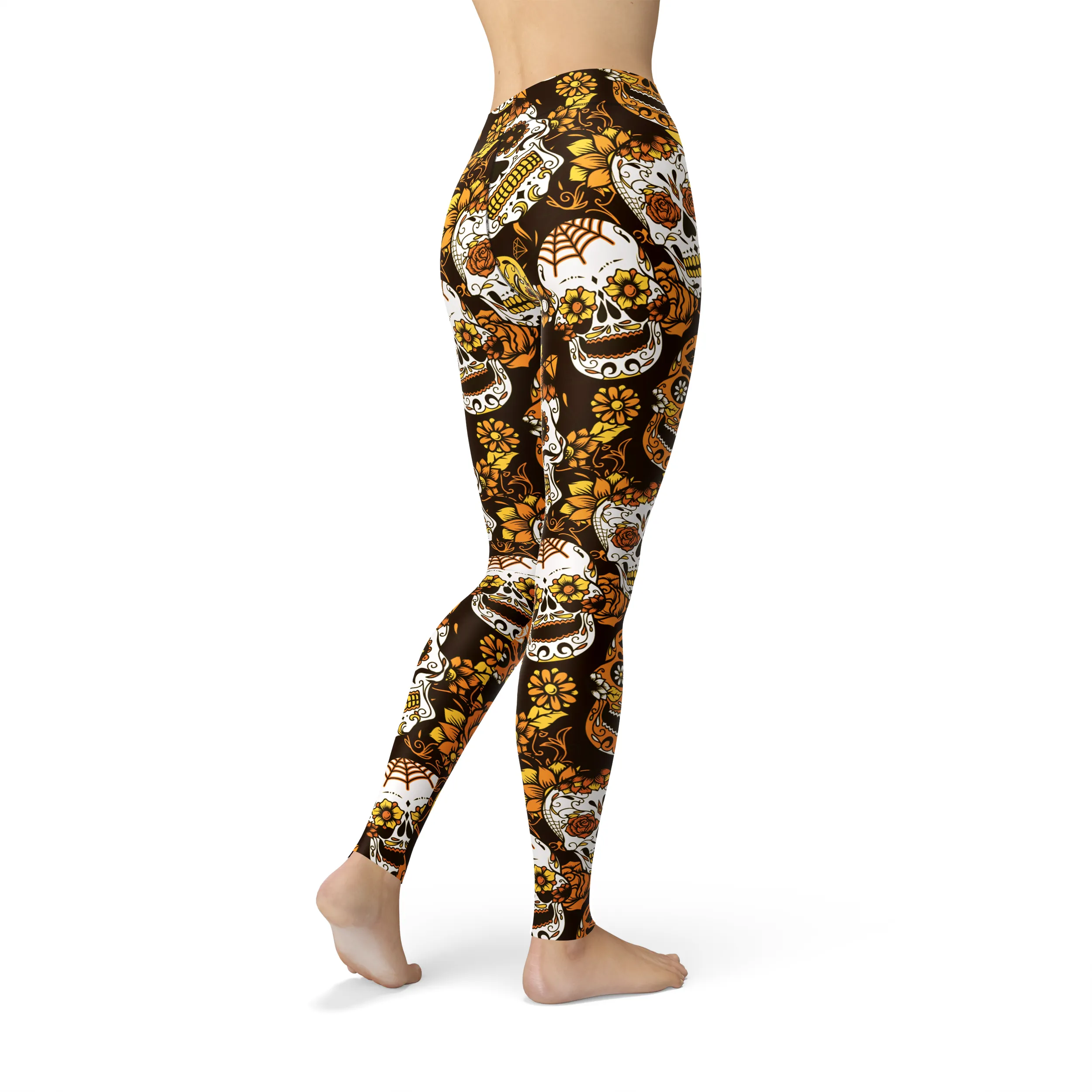 Jean Orange Sugar Skulls Leggings