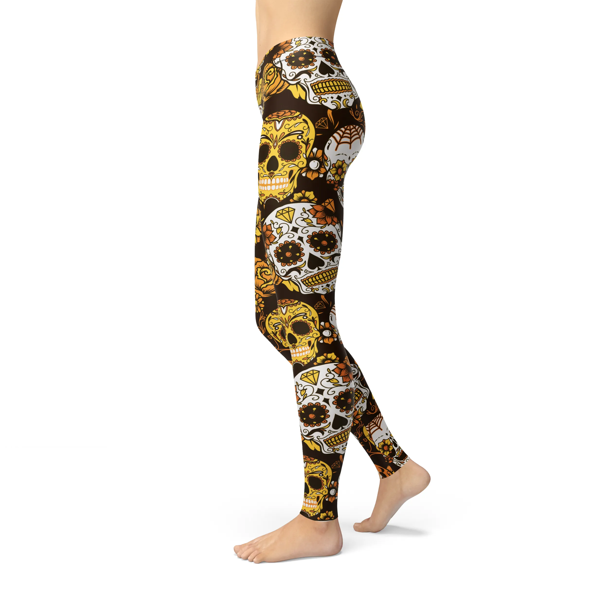 Jean Orange Sugar Skulls Leggings