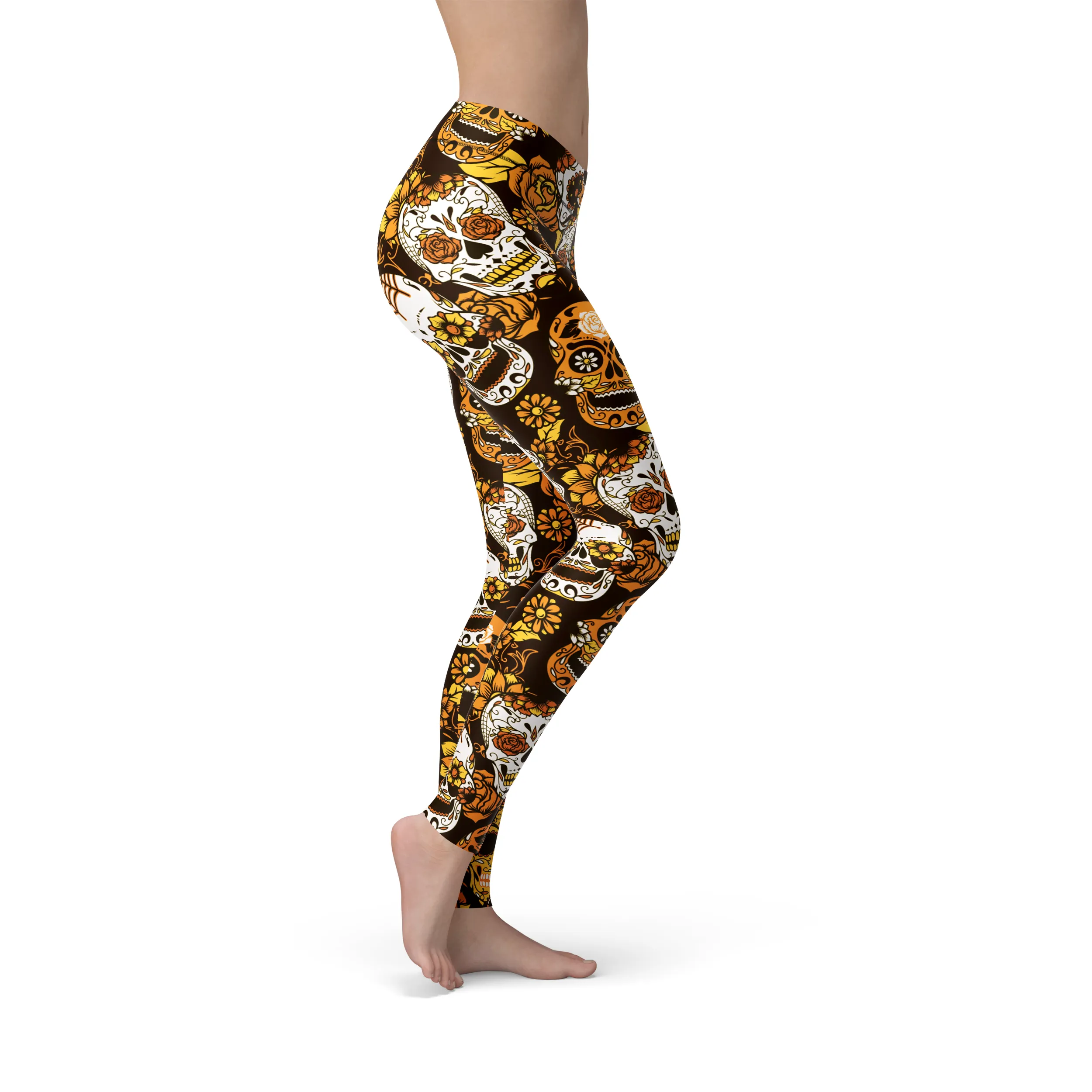 Jean Orange Sugar Skulls Leggings