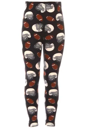 Kid's Colorful Football Helmet Pattern Printed Leggings