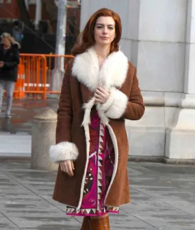 Lexi Modern Love Coat | Anne Hathaway Brown Suede Leather Coat