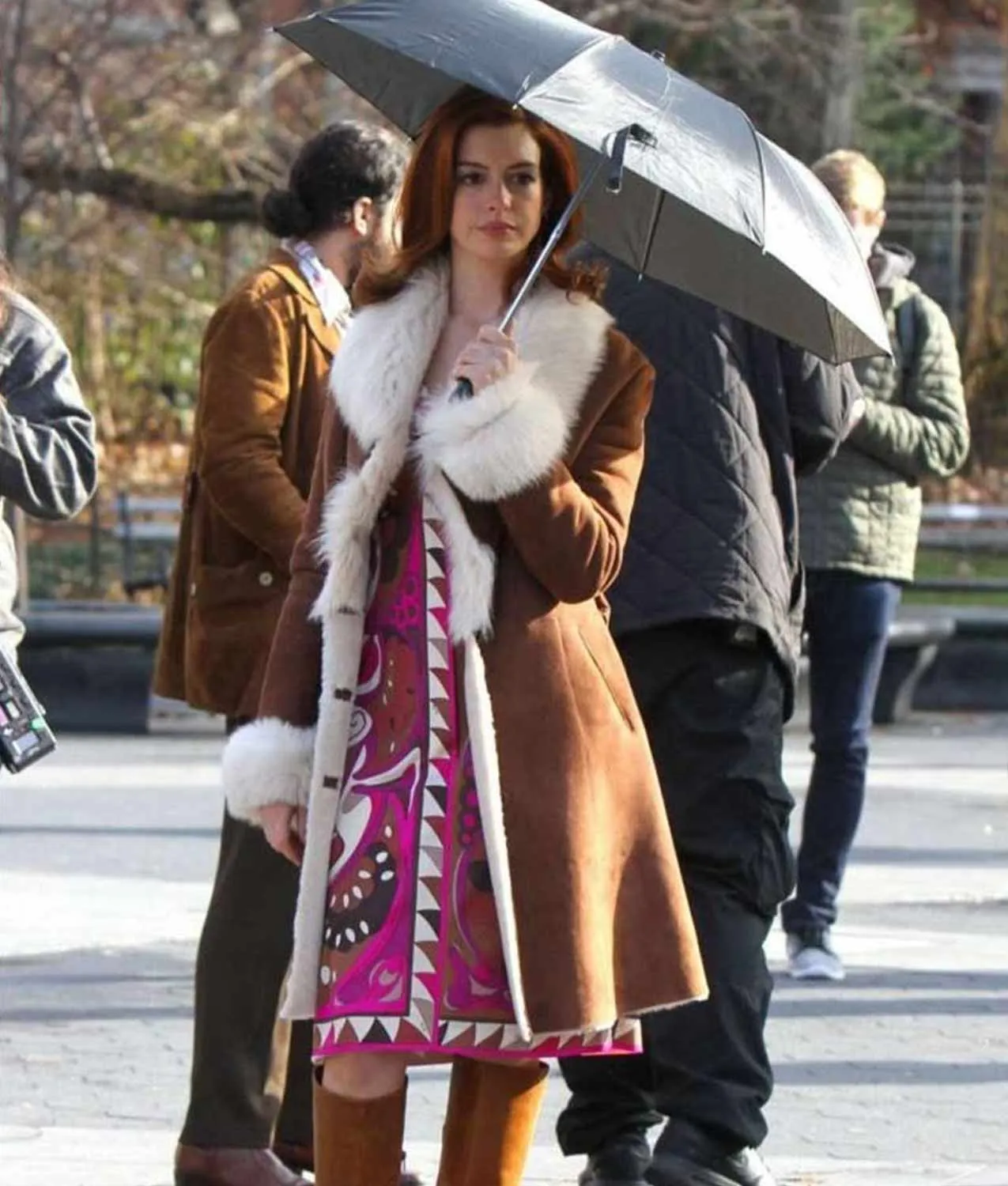 Lexi Modern Love Coat | Anne Hathaway Brown Suede Leather Coat