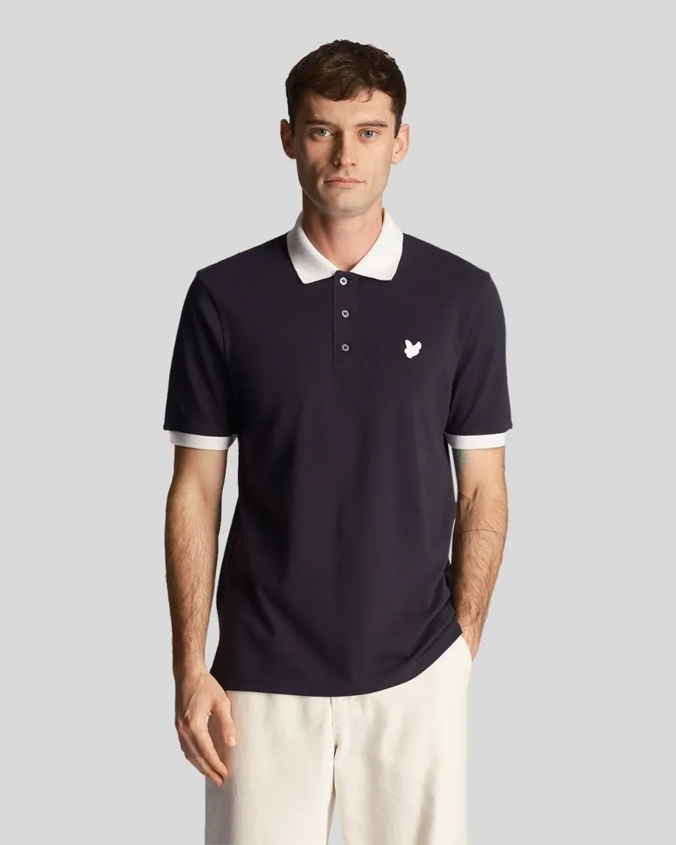 Lyle & Scott Tonal Ringer Short Sleeve Polo Shirt Dark Navy/White