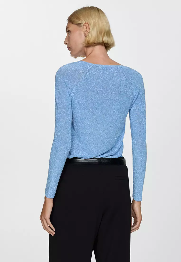 Mango V-Neck Lurex Sweater