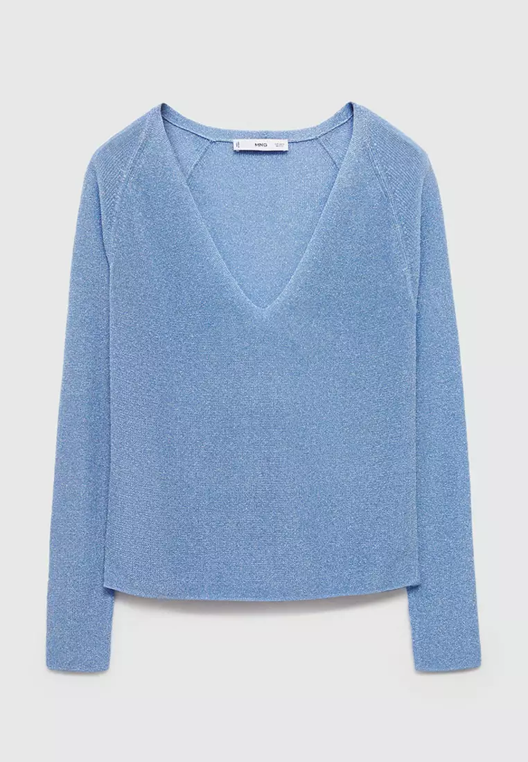 Mango V-Neck Lurex Sweater